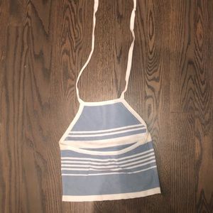 Blue and white halter top